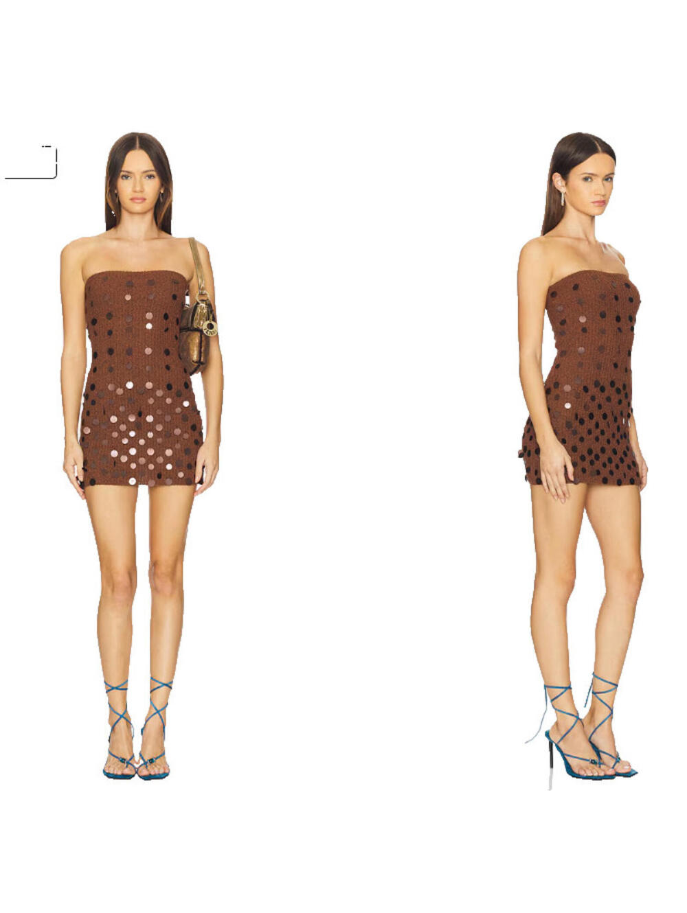 Revolve More To Come Aliso Mini strapless Dress embellishment brown M NWT